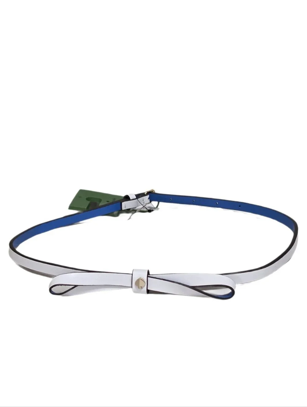 Kate Spade New York Colorblock Bow Belt Leather White/Blue Size Small
